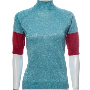 Undercover - Sparkling Teal and Red Short Sleeve Top